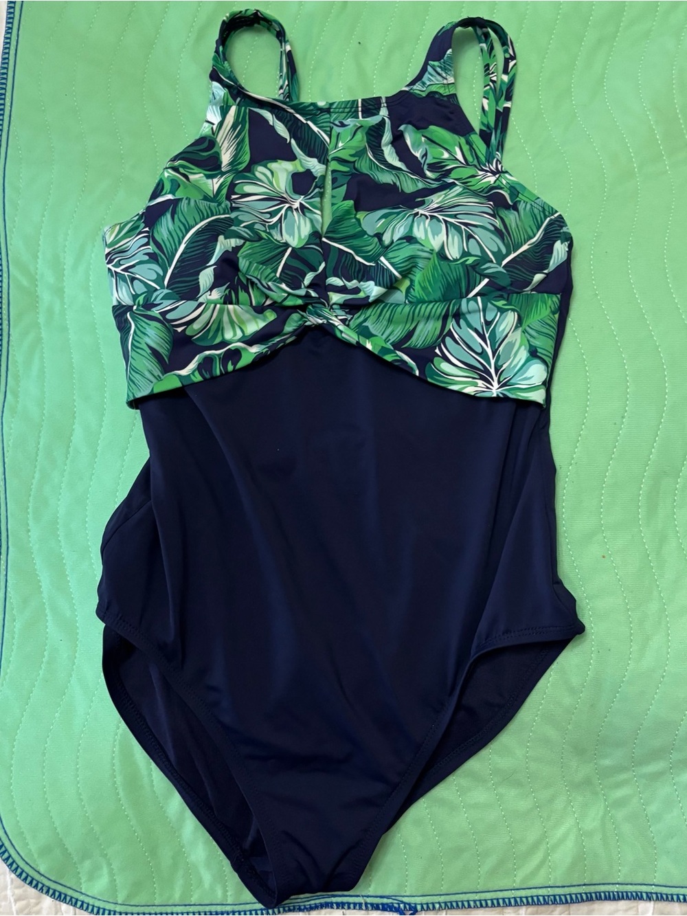 Tommy Bahama Green and Navy Blue Swimsuit